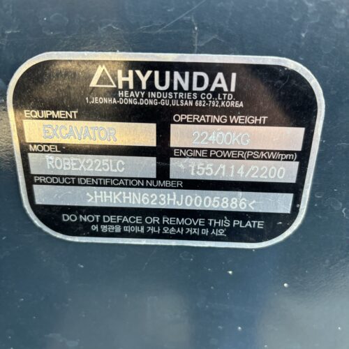 Original Used Hyundai R225LC-9S Hydraulic Digger for Construction and Earthwor...